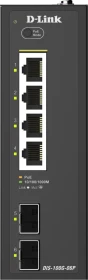 D-Link DIS-100G Industrial Railmount Gigabit Switch, 4x RJ-45, 2x SFP, 120W PoE+ (DIS-100G-06P)