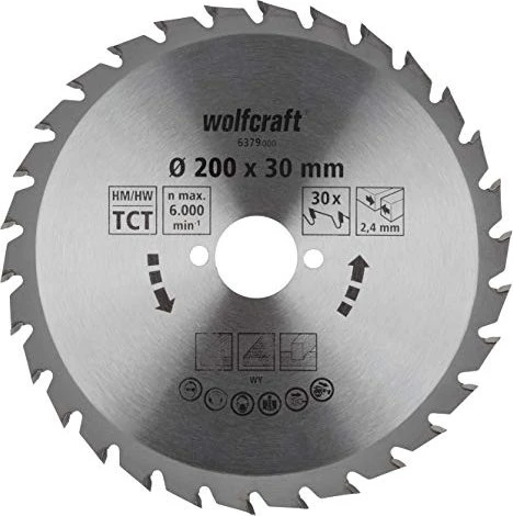 Wolfcraft Serie Grün Kreissägeblatt 30Z, 200x2.4x30mm, 1 Stück