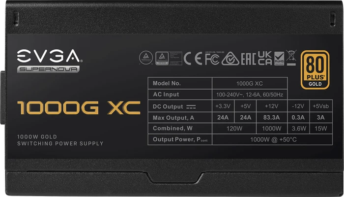 EVGA SuperNOVA 1000G XC 1000W, ATX 3.0