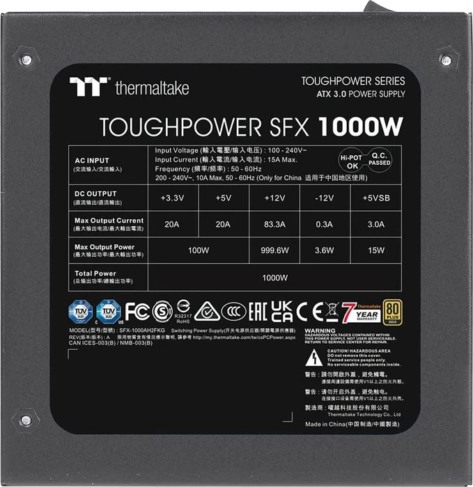 Thermaltake ToughPower SFX Gold TT Premium Edition 1000W, ATX 3.0
