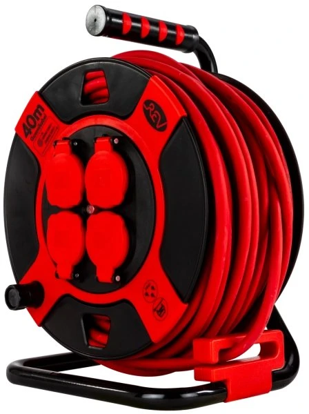 REV Ritter Kabeltrommel Kunststoff, Schuko auf 4x Schuko, 40m, IP44, H07RN-F 3G1,5 (0010307612) – Bild 2 von 3