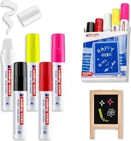 edding 4090 Kreidemarker schwarz/rot/weiß/neongelb/neonrosa, 5er-Set
