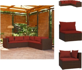 vidaXL Loungesofa mit Kissen braun/rot