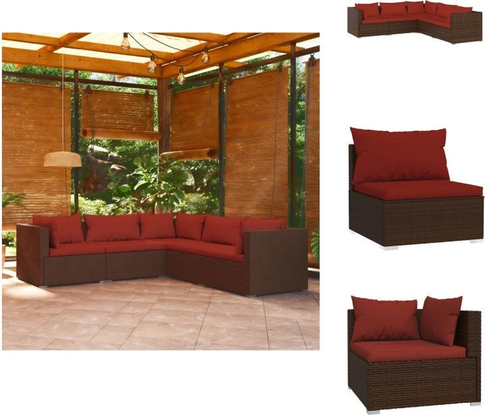 vidaXL Loungecouch Garten-Lounge-Set 5-tlg. mit Kissen