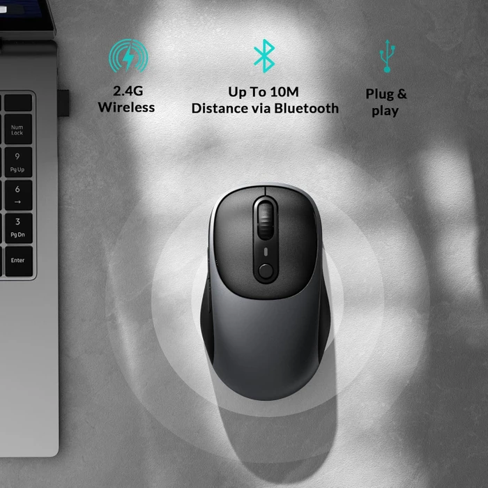 Keychron BM24 Wireless Mouse Metal Gray schwarz/grau, USB/Bluetooth