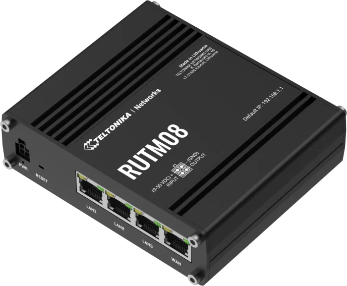 Teltonika RUTM08 Industrial Railmount Gigabit Managed Router, 4x RJ-45, passiv PoE