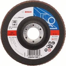 Bosch Professional X551 Expert for Metal Fächerschleifscheibe gerade K80, 125x22.23mm, 1 Stück