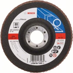 Bosch Professional X551 Expert for Metal Fächerschleifscheibe gerade K80, 125x22.23mm, 1 Stück