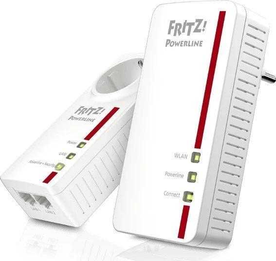 FRITZ! FRITZ!Powerline 1260 WLAN Set / 1260E Kit, Powerline/WLAN-Access Point und Powerline-Adapter Set, 2er-Bundle