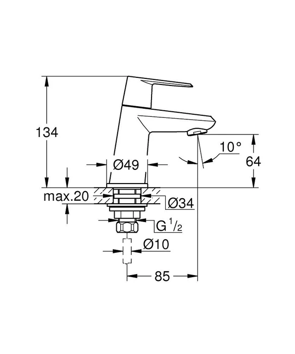 Grohe Eurodisc Cosmopolitan Einhand-Waschbeckenarmatur 1/2" XS-Size chrom