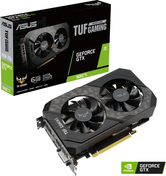 ASUS TUF Gaming GeForce GTX 1660 Ti OC EVO, TUF-GTX1660TI-O6G-EVO-GAMING, 6GB GDDR6, DVI, 2x HDMI, DP