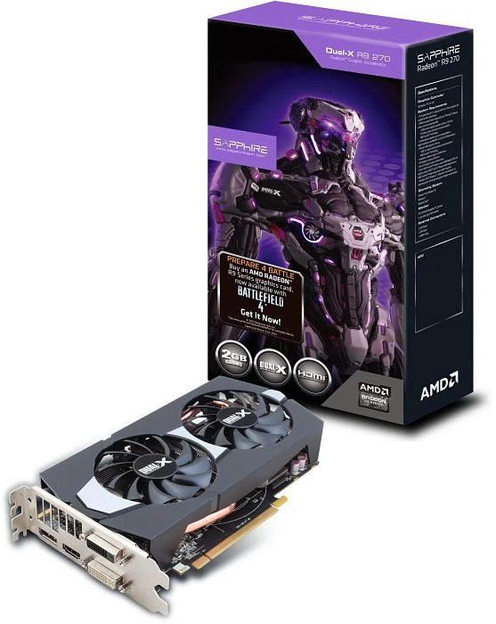 Sapphire Radeon R9 270 Dual-X Battlefield 4 Edition, 2GB GDDR5, 2x DVI, HDMI, DP, lite retail