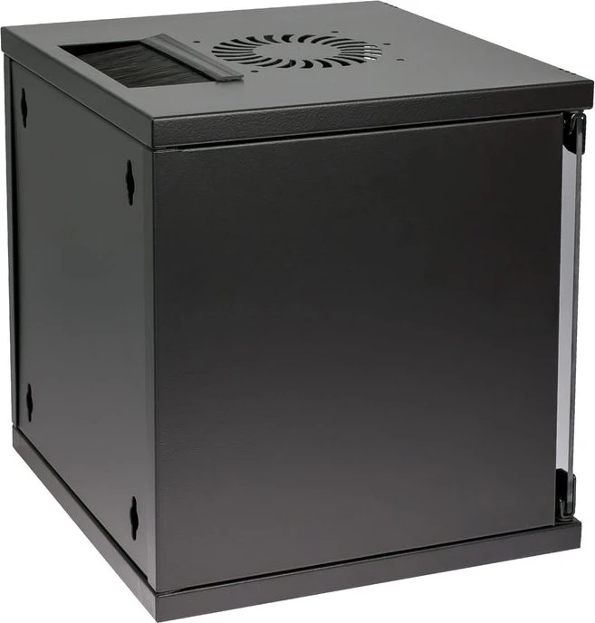 HMF Serverschrank 10", HMF 63400 6HE, Sicherheitsglastür, IP20, schwarz, 300mm tief