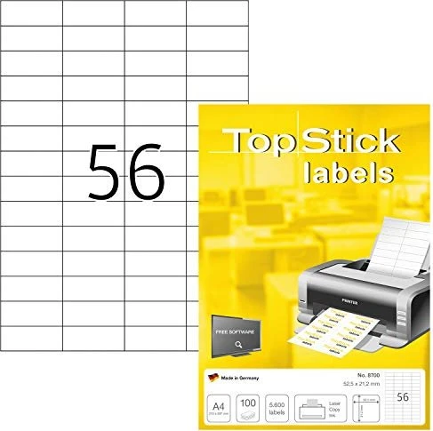 TopStick Etiketten Universal, 66x33.8mm, weiß, 100 Blatt (5600 Etiketten)