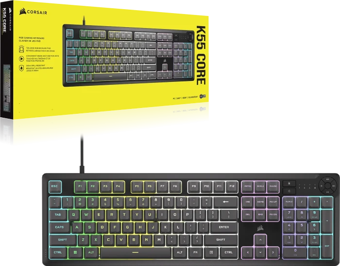 Corsair Gaming K55 CORE RGB, grau, USB, DE