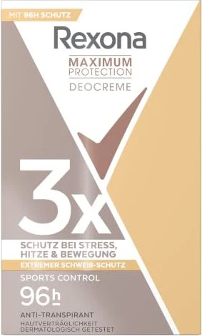 Rexona Women 96H Maximum Protection Sports Control Deodorant Creme, 45ml