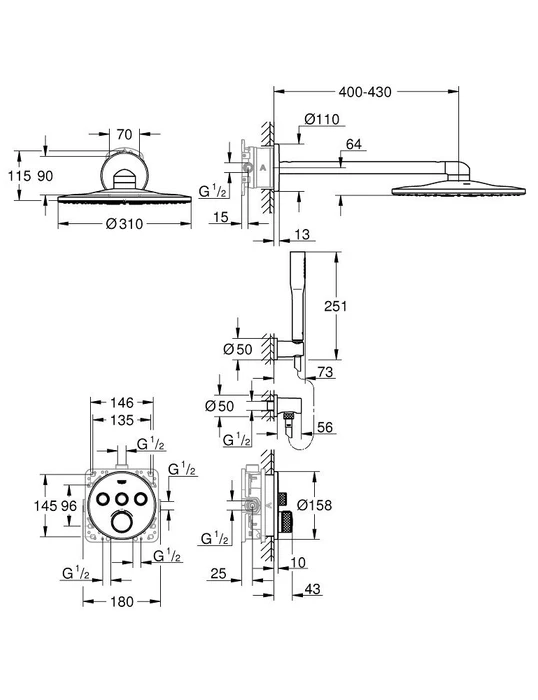 Grohe Rainshower Universal Unterputz-Einbaukörper DN 15