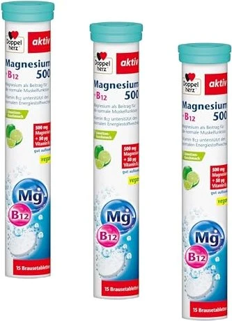 Doppelherz aktiv Magnesium 500 + B12 Brausetabletten, 15 Stück
