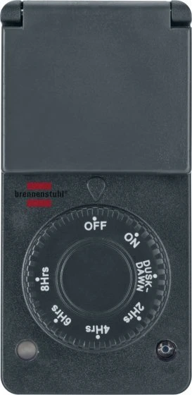 Brennenstuhl Zeitschaltuhr mit Dämmerungssensor, IP44, grau