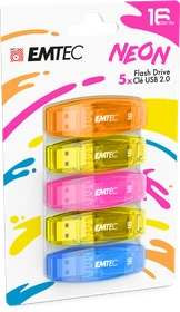 Emtec C410 Neon 16GB, USB-A, USB 2.0, 5er-Pack
