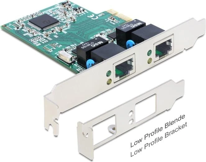 DeLOCK LAN-Adapter, 2x RJ-45, PCIe 1.1 x1
