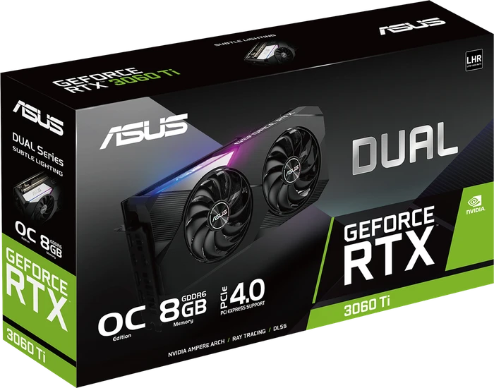 ASUS Dual GeForce RTX 3060 Ti OC V2 (LHR), DUAL-RTX3060TI-O8G-V2, 8GB GDDR6, 2x HDMI, 3x DP