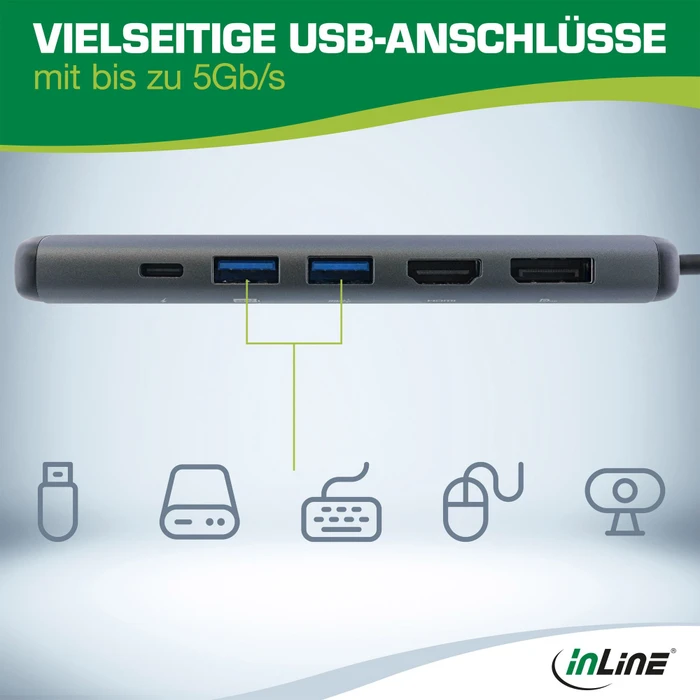 InLine 8-in-1 Multi-Hub mit 100W PD 3.0, USB-C 3.0 [Stecker]