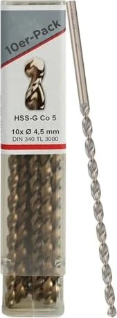Ruko DIN340 TL3000 HSSE-Co5 Spiralbohrer, 4.5x82x126mm, 10 Stück