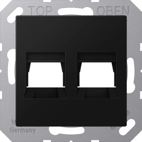 Jung Abdeckung (gerastet) für Modular-Jack-Steckbuchsen, 2fach, UMA-CAT6A, RADIALL, Panduit, Assmann, Thermoplast, Serie AS, graphitschwarz matt
