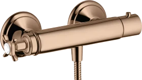 Hansgrohe Axor Montreux Brausethermostat Aufputz mit Kreuzgriff polished red gold