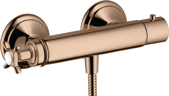 Hansgrohe Axor Montreux Brausethermostat Aufputz mit Kreuzgriff polished red gold