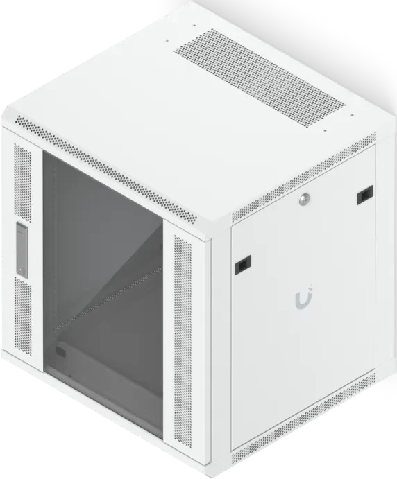 Ubiquiti 12U Rack Cabinet, 19" Wandgehäuse 12HE, Glastür, weiß, 560mm tief