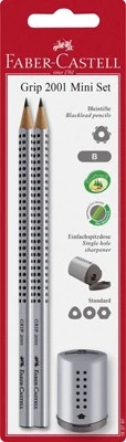 Faber-Castell Grip 2001 Bleistift B graphit, Anspitzer, 2er-Pack
