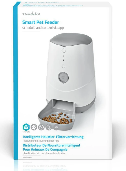 Nedis SmartLife Futterspender für Haustiere, weiß/grau