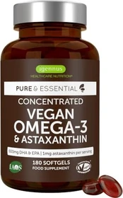 Igennus Pure & Essential Concentrated Vegan Omega-3 & Ataxanthin Weichkapseln, 180 Stück