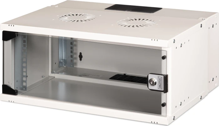 Digitus Professional SoHo Pro Line 19" Wandgehäuse 4HE, unmontiert, Sicherheitsglastür, IP20, RAL 7035, 400mm tief