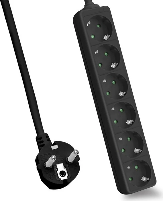 Helos CLASSIC Steckdosenleiste, 6-fach, 1.5m, schwarz