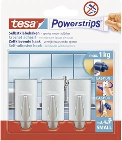 tesa Powerstrips Haken small Classic chrom, 3 Stück