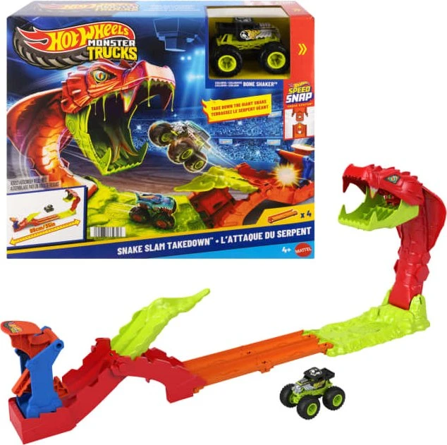 Mattel Hot Wheels Monster Trucks Snake Slam Takedown Playset