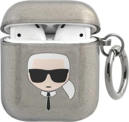 Karl Lagerfeld AirPods 1/2 Case Glitter schwarz