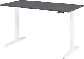 Hammerbacher Ergonomic Aktiv XMKA16 elektrisch höhenverstellbarer Sitz-Steh-Schreibtisch 160x80cm grau/weiß