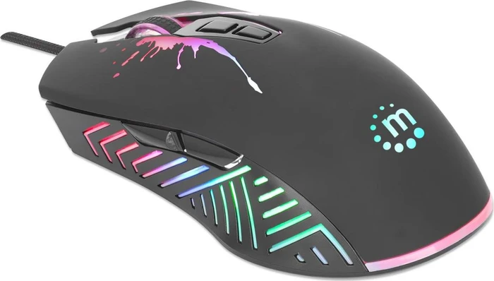 Manhattan RGB Gaming-Maus, 7 Tasten, 7200dpi, schwarz, USB