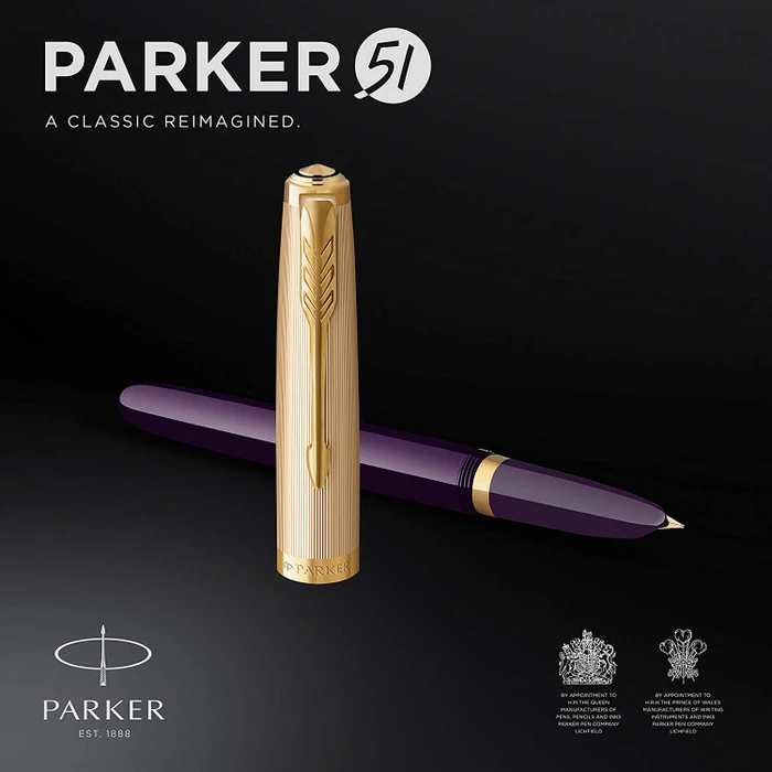 Parker 51 plum resin/gold trim, rechte Hand, mittel, Geschenkbox