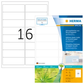 Herma Etiketten Recycling, 99.1x33.8mm, weiß, matt, 100 Blatt (1600 Etiketten)