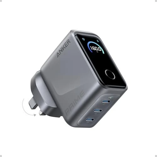 Anker Prime Ladegerät (160W, 3 Ports, Intelligentes Display) silber