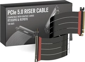 LinkUP AVA5 v4 ITX Armour Riser Kabel, links gerichtet, gewinkelt, PCIe 5.0, 500mm, schwarz