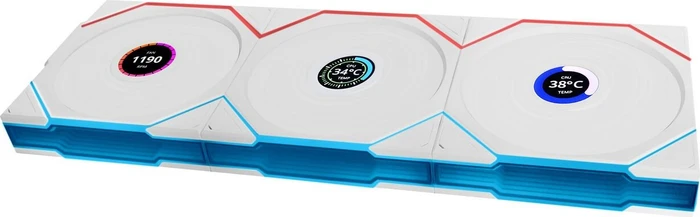 Lian Li Uni Fan TL LCD Wireless 120 RGB, weiß, LED-Steuerung, 120mm, 3er-Pack