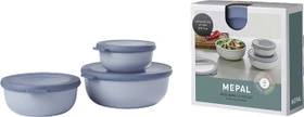 Mepal Multischüssel Cirqula rund flach Aufbewahrungsbehälter-Set nordic blue, 3-tlg.