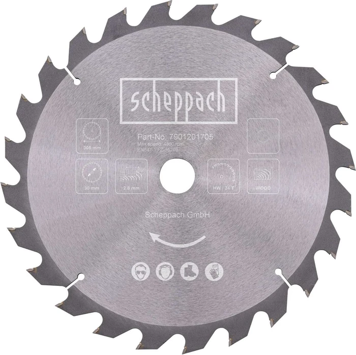 Scheppach HW Kreissägeblatt 24Z, 305x1.6x30mm, 1 Stück