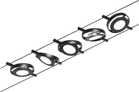 Paulmann CorDuo RoundMac Basisset Seilsystem LED Spot 4.5W schwarz matt, 5 Stück